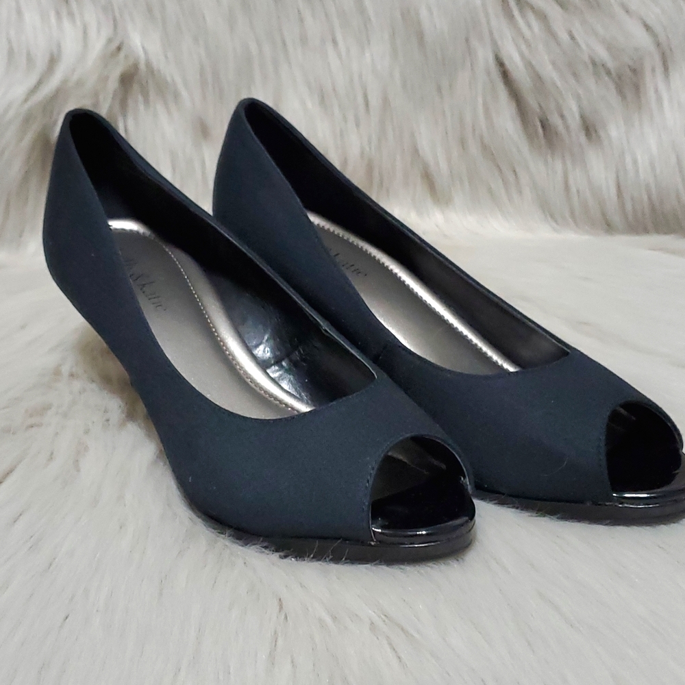 Black toe-out heels